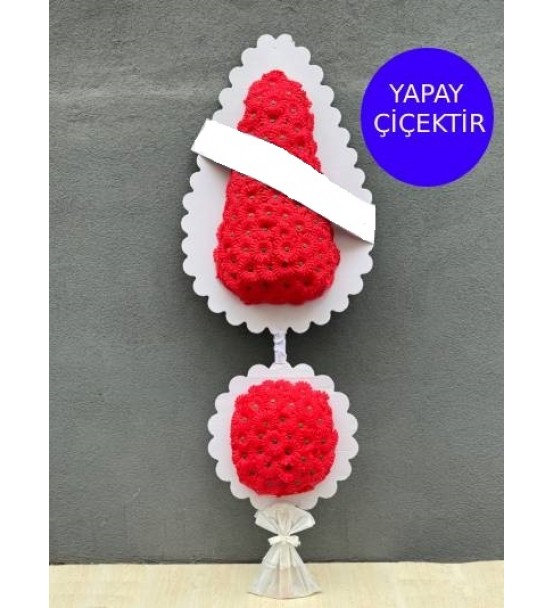 Yapay 2'li Kırmızı Düğün ve Açılış Çelenk